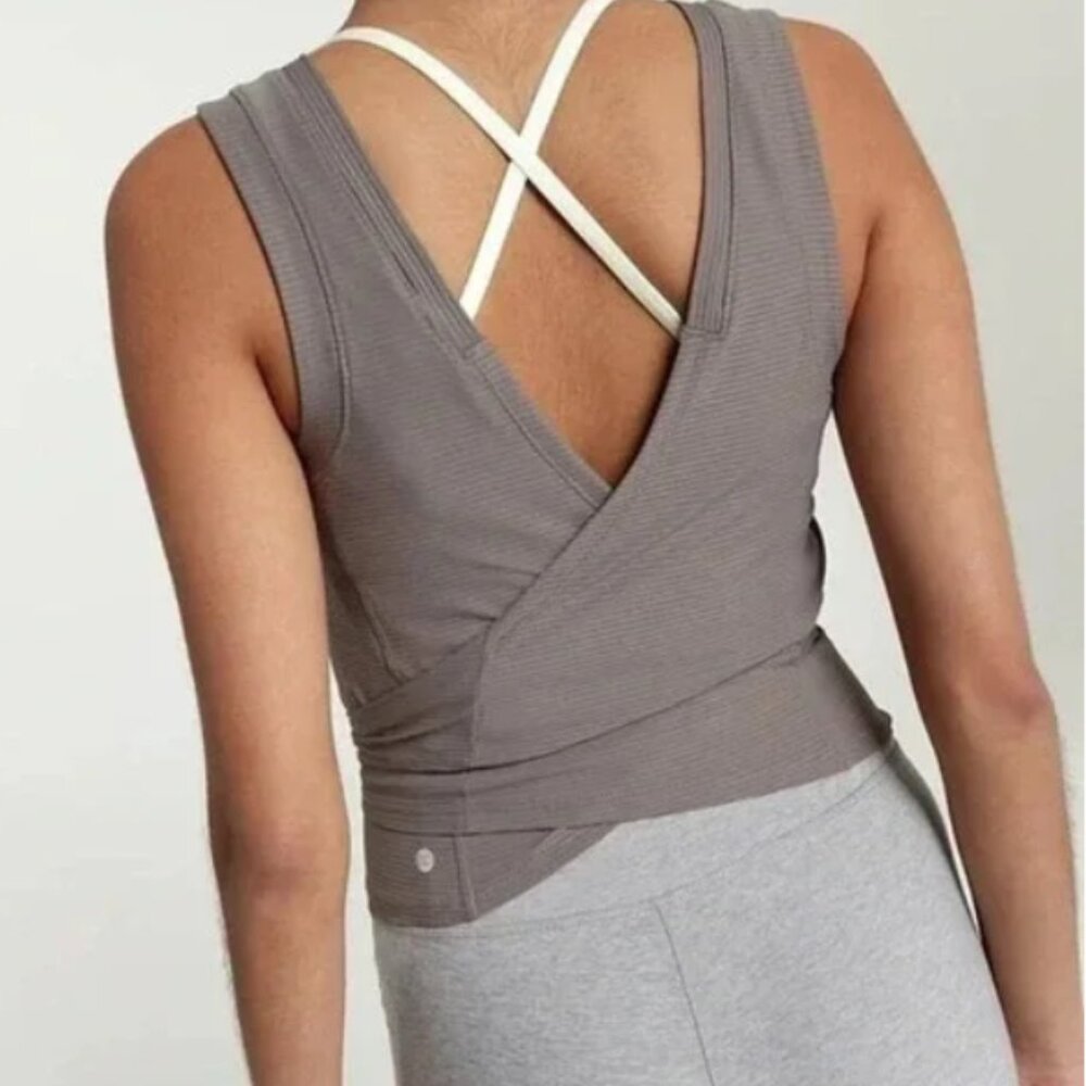 CALIA Wrap & Tie Ribbed Tank Top Women’s Medium Sandstone Tan EUC Yoga - Picture 2 of 6